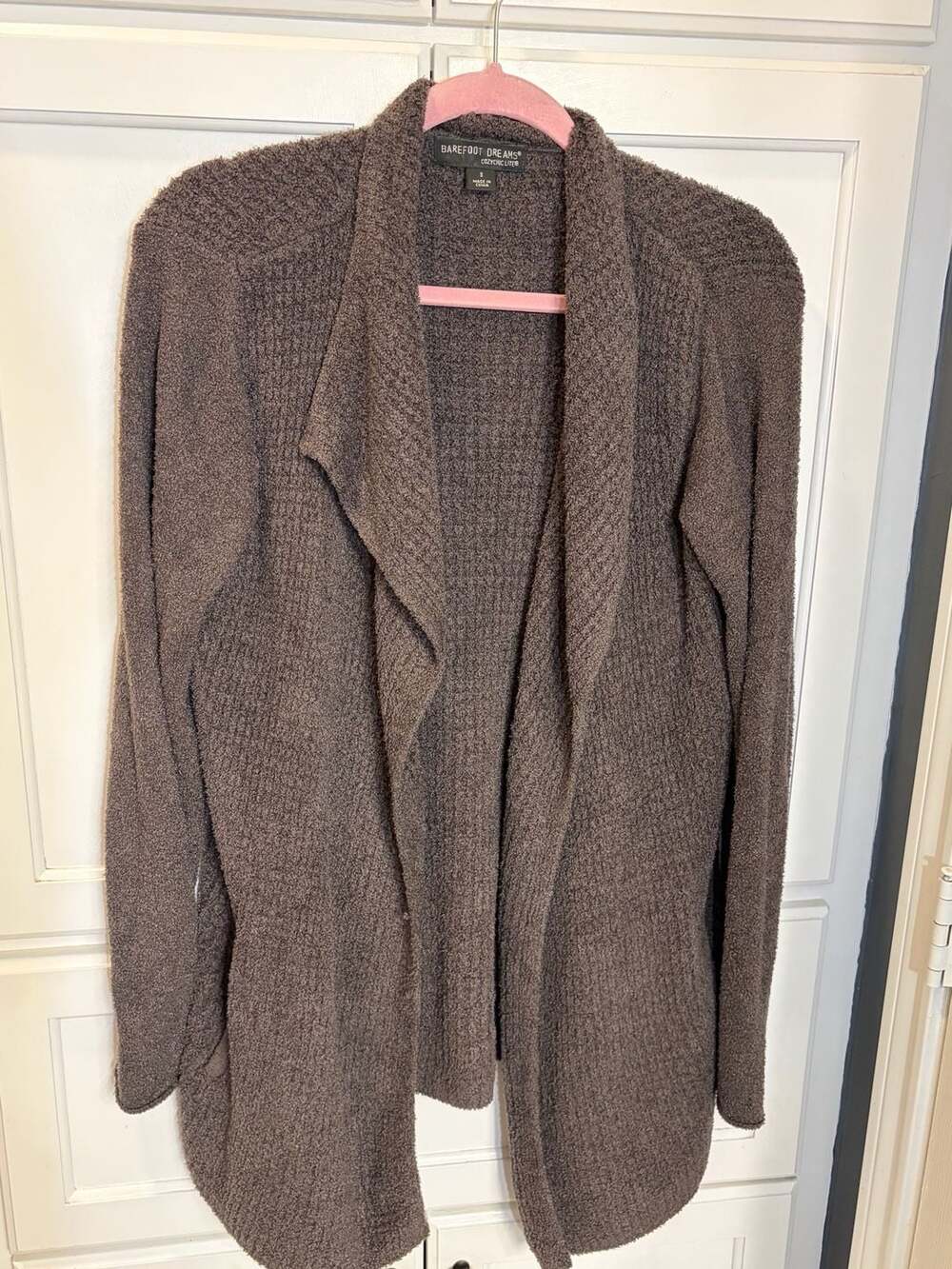 Barefoot Dreams CozyChic Lite Open Front Cardigan Brown Taupe Women’s S